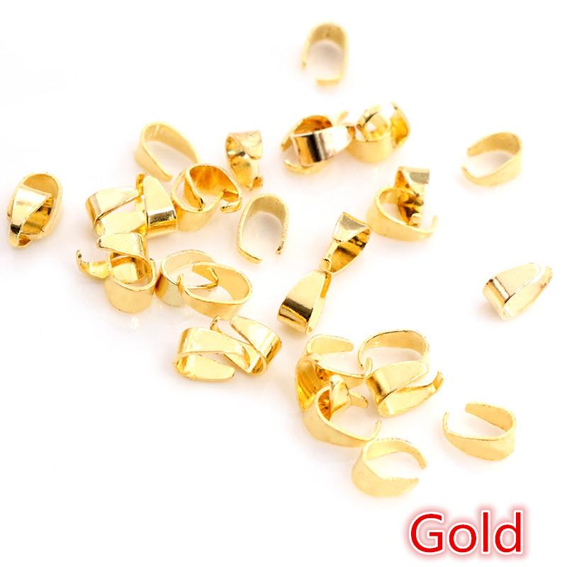 

50pcs/lot Stianless Iron Pendant Clips Pinch Bail Clasps Buckle Charm Necklace Hook Connector For DIY Jewelry Making Cameo Tray 9x6x4mm золотой