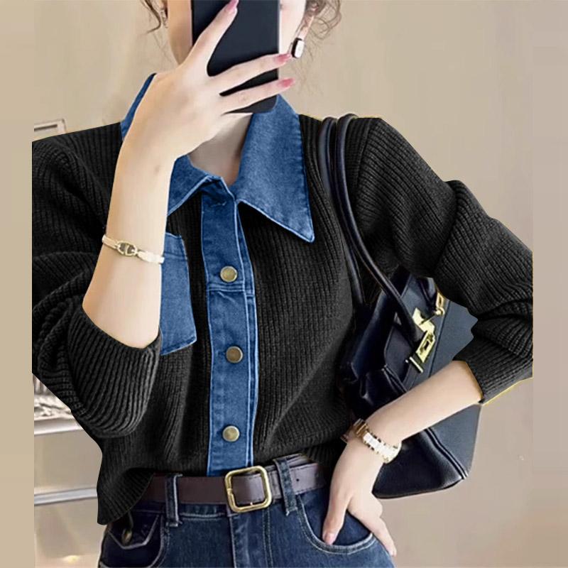 ZANZEA Women Casual Turn Down Collar Long Sleeve Patchwork Cardigans
