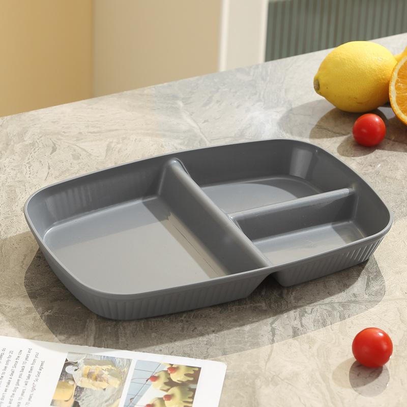 

Тарелка для снижения веса, разделенная на ячейки, прямоугольная трехсекционная тарелка, завтрак, для взрослых и детей, разделенные тарелки, снижение веса, тарелка для фруктов, столовая серый