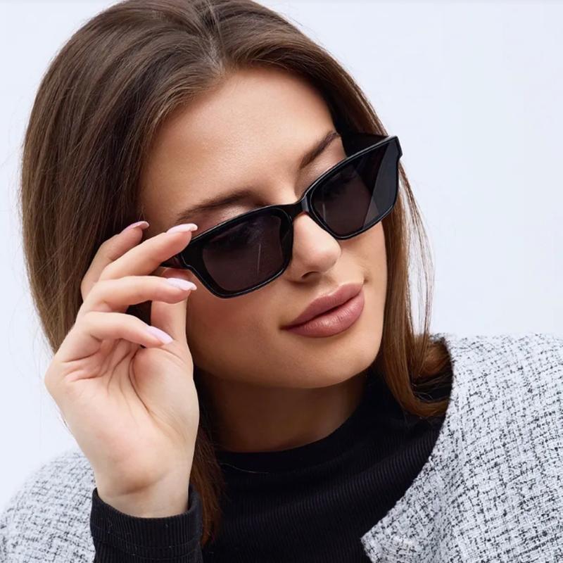 2pcs Fashion Small Frame Cat Eye Sunglasses Women Multi Color Rectangle Sun Glasses Vintage Casual Style UV400 Outdoor Oculos