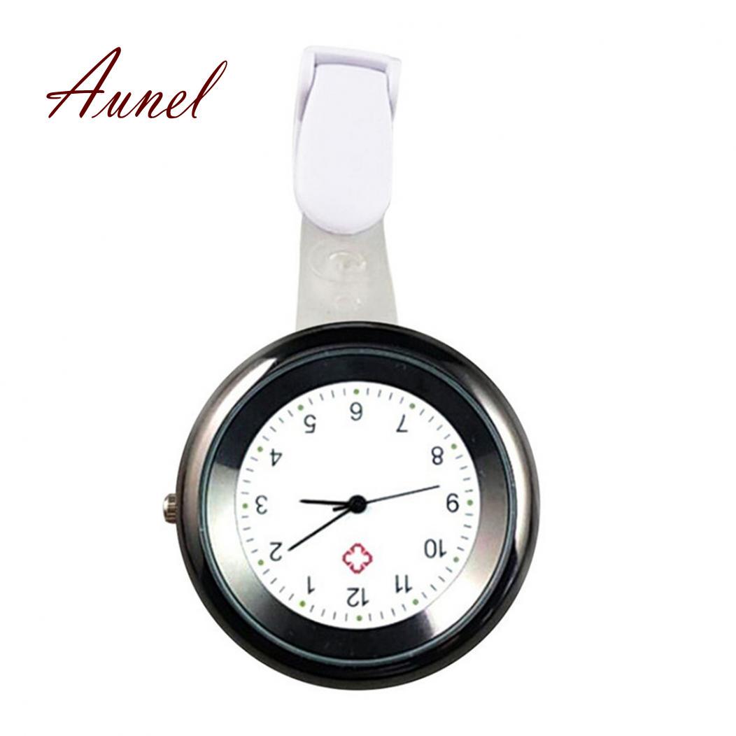 Аналоговые кварцевые часы с круглой цифрой и клипсой для медсестры и врача, карманные часы чёрный