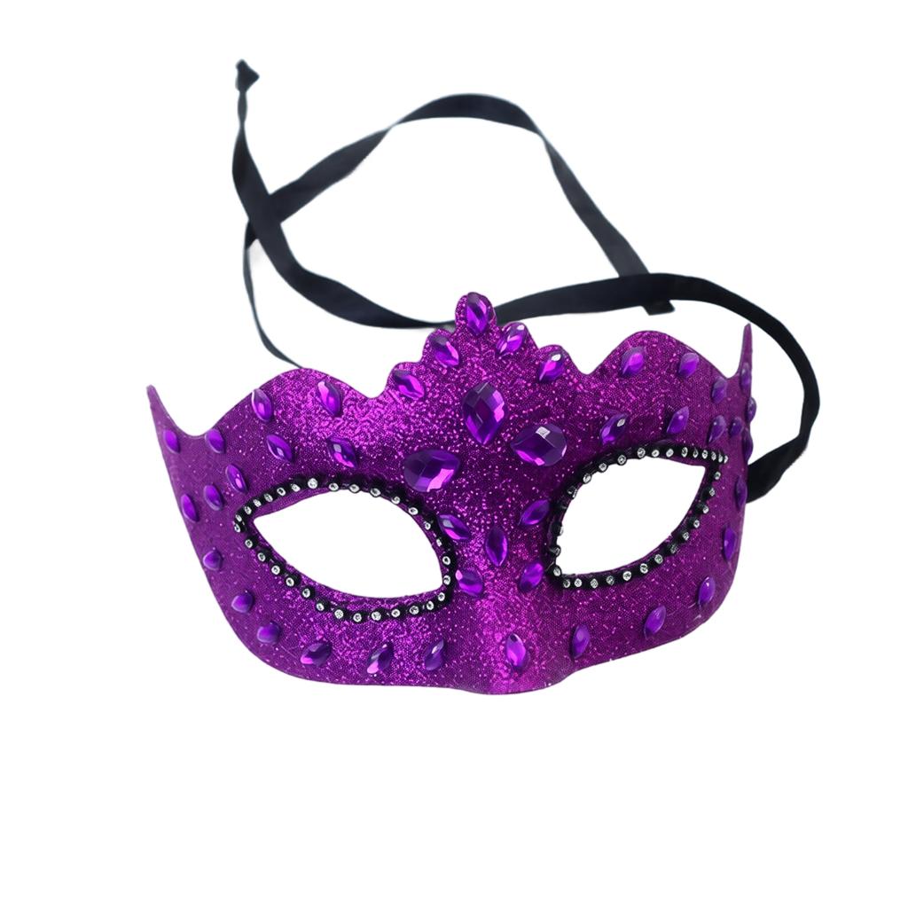 Women's Masquerade Half Face Eye with Gemstones for Party Costume Accessories