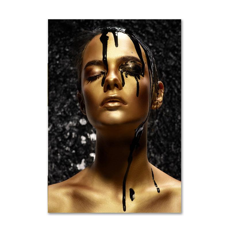 Schwarz und Gold afrikanische Kunst Poster drucken Frau Leinwand Malerei Wand Kunst Cuadros skandinavische Dekoration Home Bild Wohnzimmer