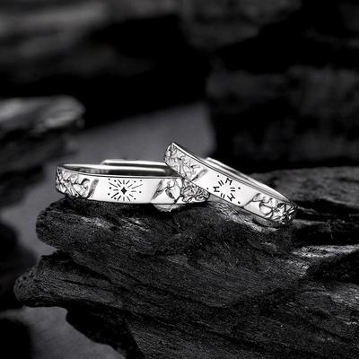 Romantisches Feuerwerk Reines Silber 999 Koreanischer Stil Partnerringe - High-End Retro Design