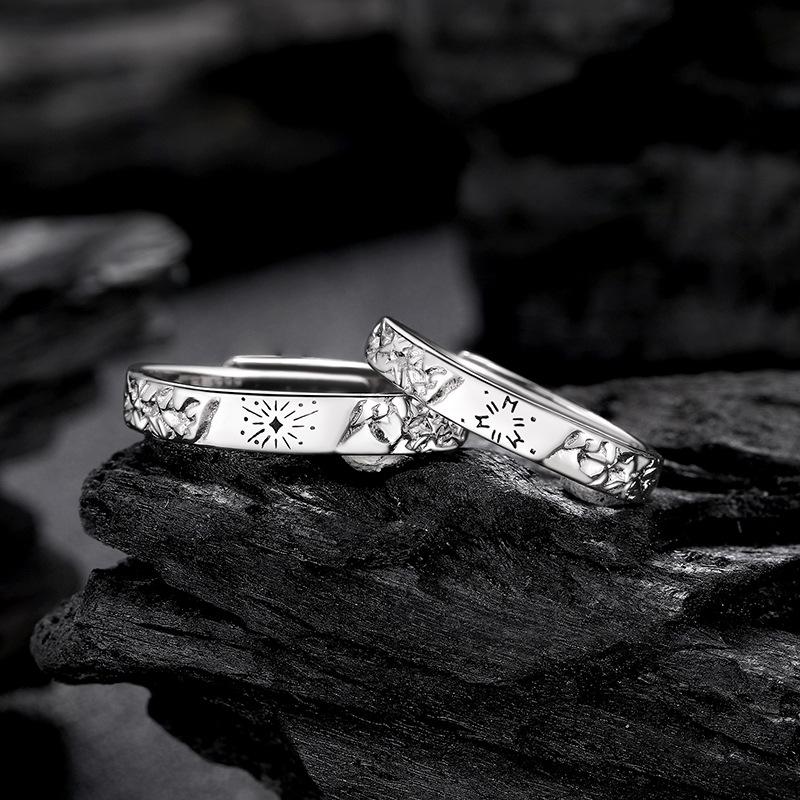 

Романтичные фейерверки Чистое серебро 999 Корейский стиль Парные кольца - Высококлассный ретро-дизайн Model T2461 - Women s