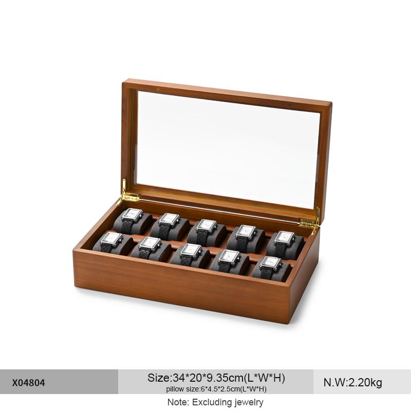 Oirlv 10 přihrádek Box na hodinky Dřevěná šperkovnice Organizer na hodinky Pouzdro Pánské Dámské Mechanické hodinky Úložné pouzdro Box na vystavení náramkových hodinek