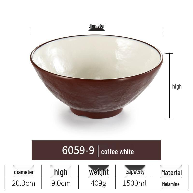 Net Celebrity Melamine Ramen Bowl: Two-Tone Creative Design, Large, Ideal for Mala Tang and Rice Noodles