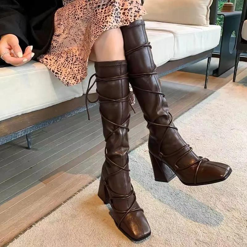 Mid-Calf Boots Women Flat Shoes Spring Autumn Women High Boots Long Western Cowboy Boots Women Footwear