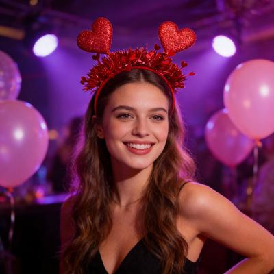 Hårbøjle Romantisk Rødt Hjerte Dekoration Hårbånd Valentinsdag Bryllupper Fester Udtryk Kærlighed Gave Hårpynt