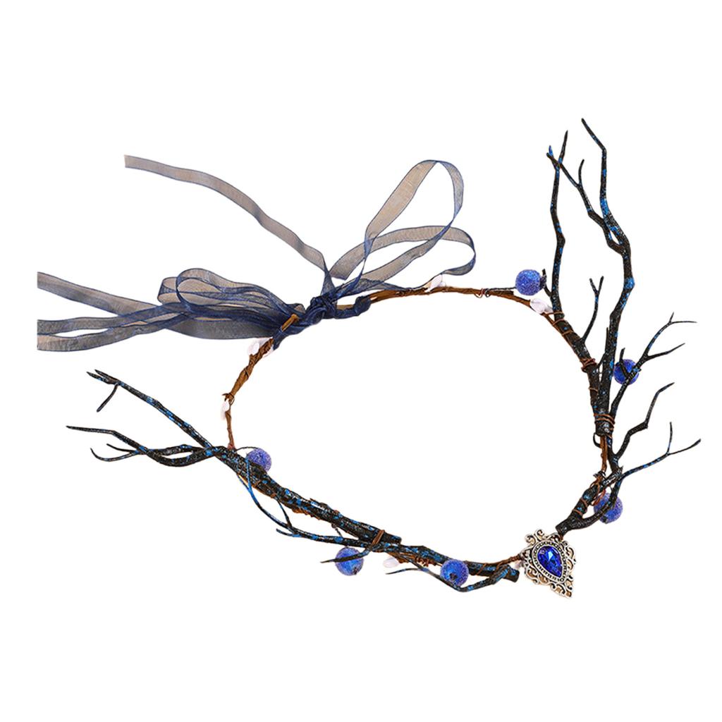 Natural Elf Forest Theme Headpiece With Realistic Twigs And Plastic Grass For Outdoor Party Photography Costume Props