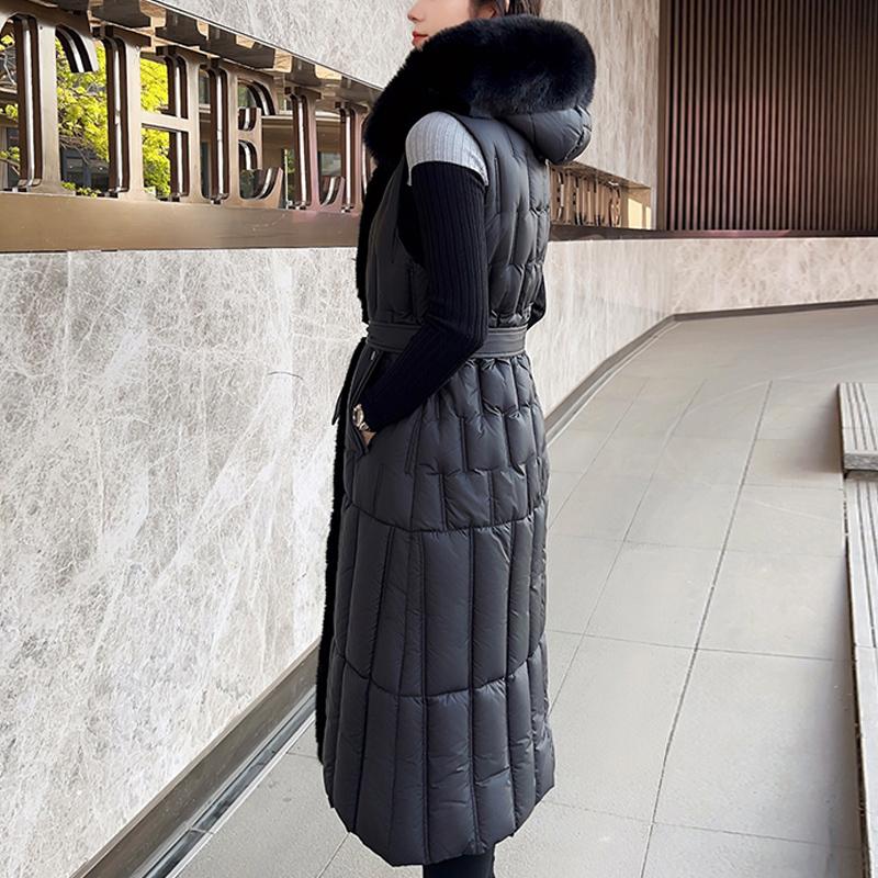 Fashion Winter Long Vest Woman Coats Elegant Thick Warm Sleeveless Parka Women's Jackets