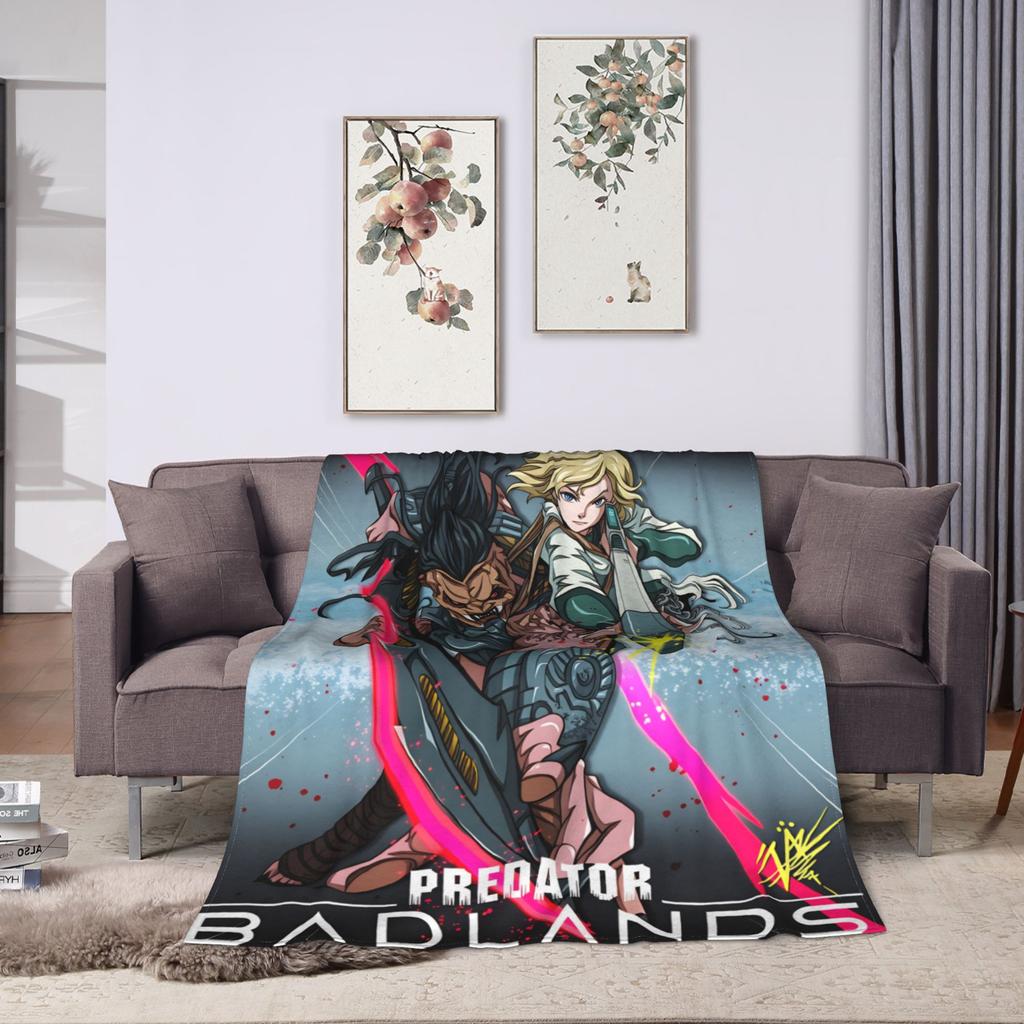 Predator Badlands 2025 Filme Super Warme Decken Büro Plüsch Überwurfdecke Ästhetisch Outdoor Flanell Tagesdecke Sofa Bettbezug