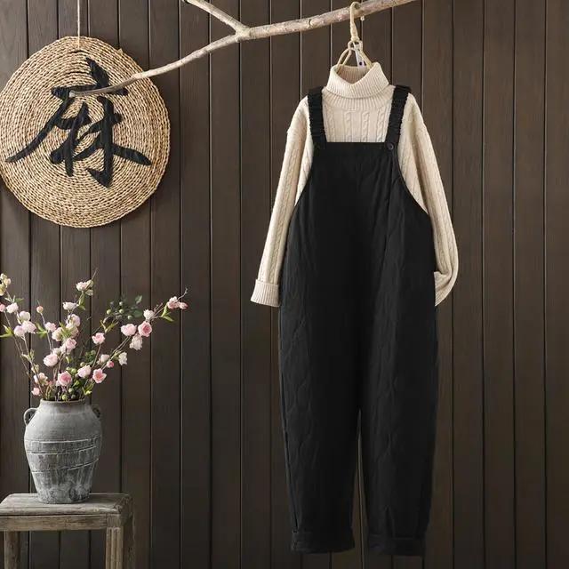 Thickened Warm Casual Pants Women's Autumn and Winter Models Loose and Thin Western Style Age-reducing Overalls