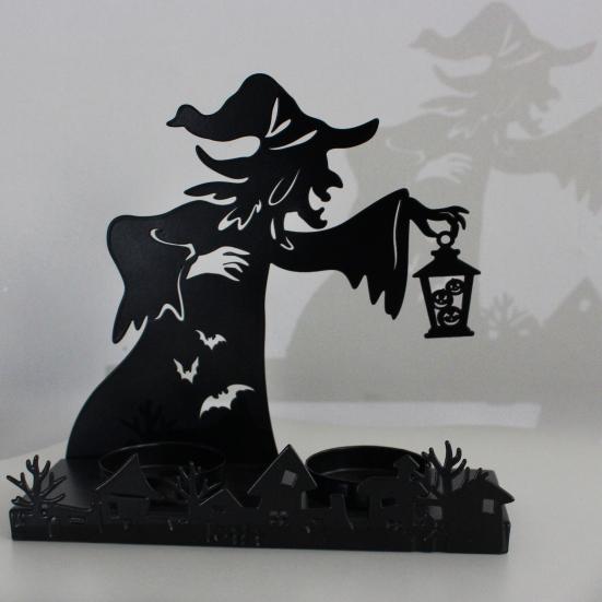 Halloween Witch Candle Holder Resin Which Ghost Figurines Spooky Desktop Statues Decoration for Home Garden Decor