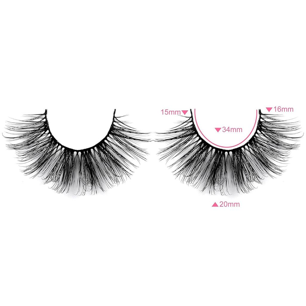 False Eyelashes Natural Look 3D Faux Mink Lashes Fluffy Volume Lashes 20mm Handmade Eye Lashes Pack 14 Pairs