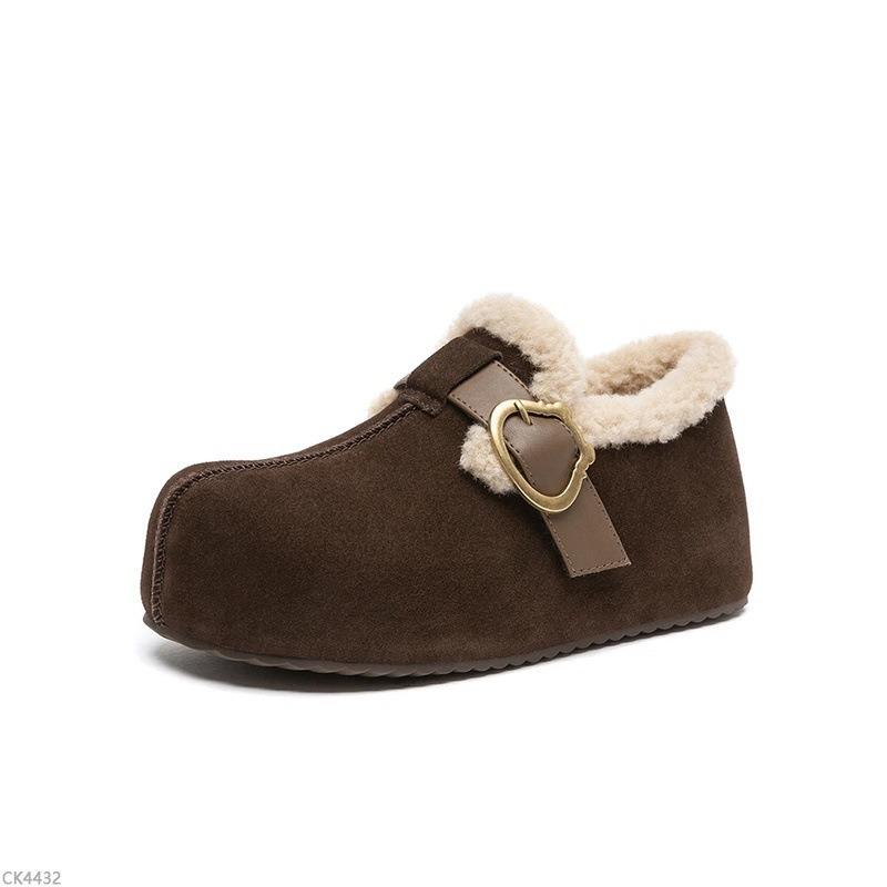 Fashion platform buckle women's new velvet warm snow boots cotton shoes winter fluffy shoes Doudou shoes