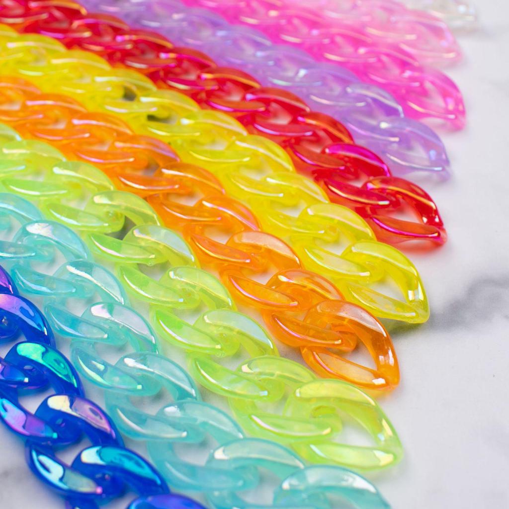 Acrylic Iridescent Chain & Jump Ring Set for DIY Jewelry and Phone Case Accessories