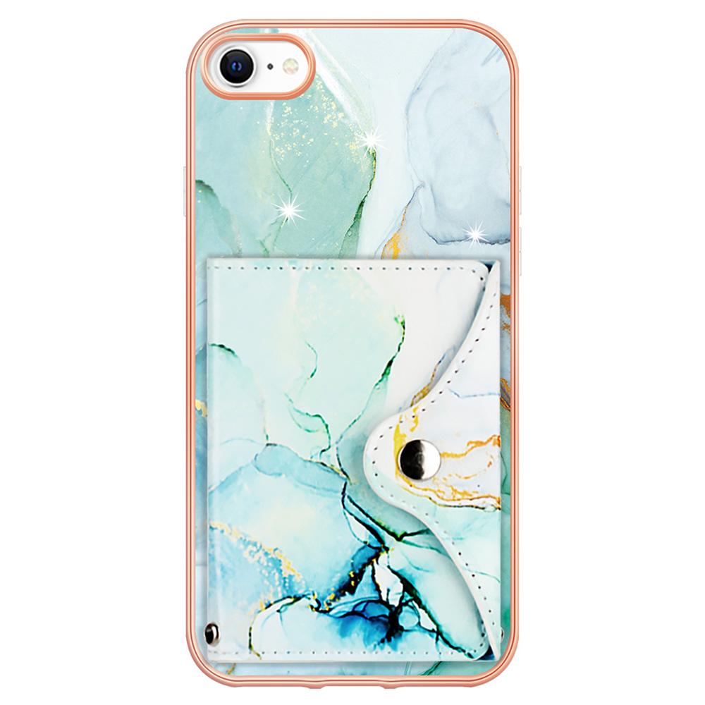 

YB Leather Coating Series-9 for iPhone SE (2022)/SE (2020)/7 4.7 inch/8 4.7 Case Kickstand IMD Back Phone Cover 003 Green