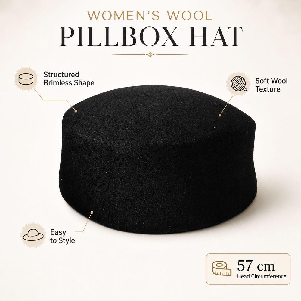 Wool Wool Pillbox Hat Structured Crown Painter Hat New Round Dress Hat Daily Outfits