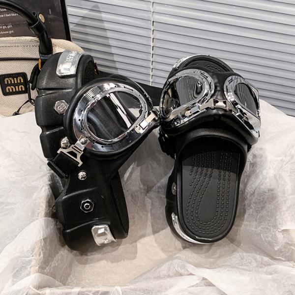Fashion Cover Toe Beach Shoes Ladies' Slippers Platform Sabot Punk Scandals Slides Beach Shoes Cover Toe House Slippers Platform Slides