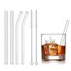 4 Pieces/Set 16cm Short Glass Straws with 2 Cleaning Brushes, Eco-Friendly Reusable Straws for Desserts, Smoothies, Milkshakes
