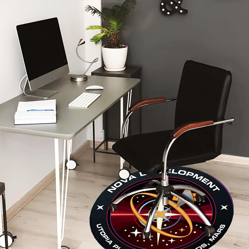 1pc Nova Development Fleet Yards, Mars Round carpet, Made of Polyester,Perfect for Decorating Office Chairs, Living Rooms,Vibrant Decorative Rug