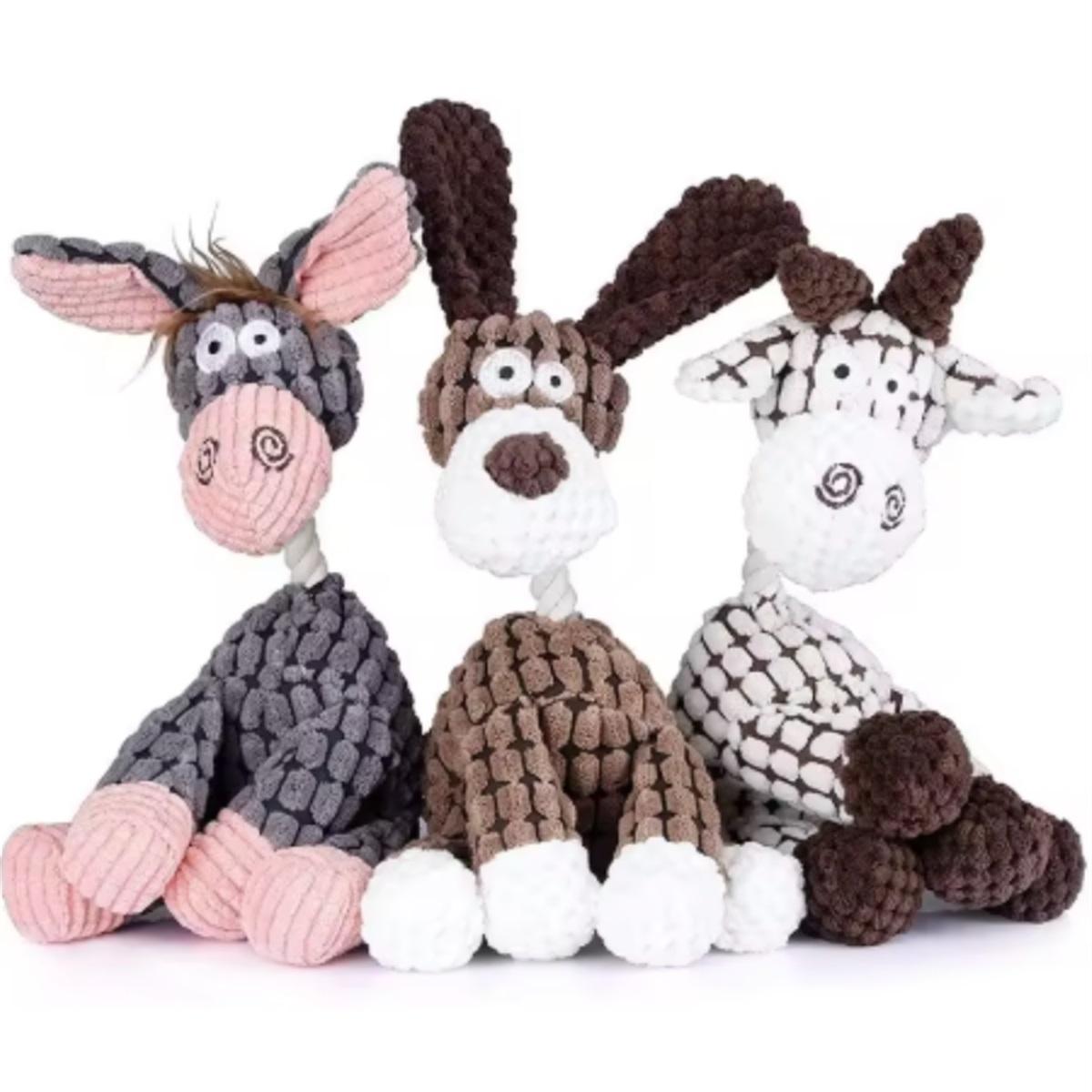 

Interactive Cotton Rope Donkey Toy Grey/Brown Plush Sound Pet Training Game for Kittens And Dogs Creative Bite And Play Activity