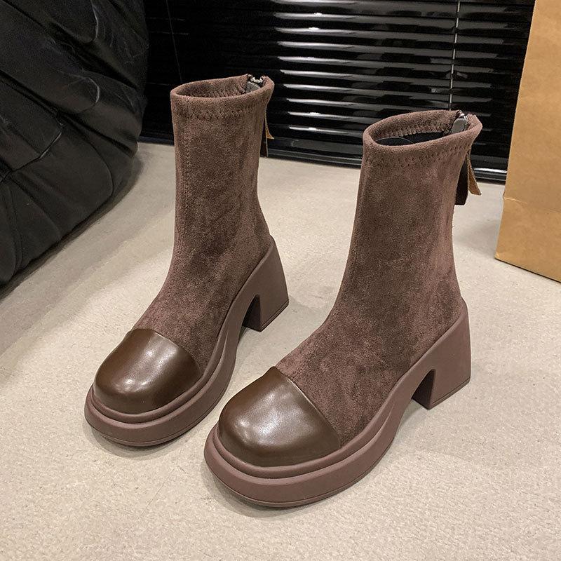 Super Hot Internet Celebrity Explosion Martin Boots Women's Autumn 2025 New Brown Thick Heel Thin Short Boots Women