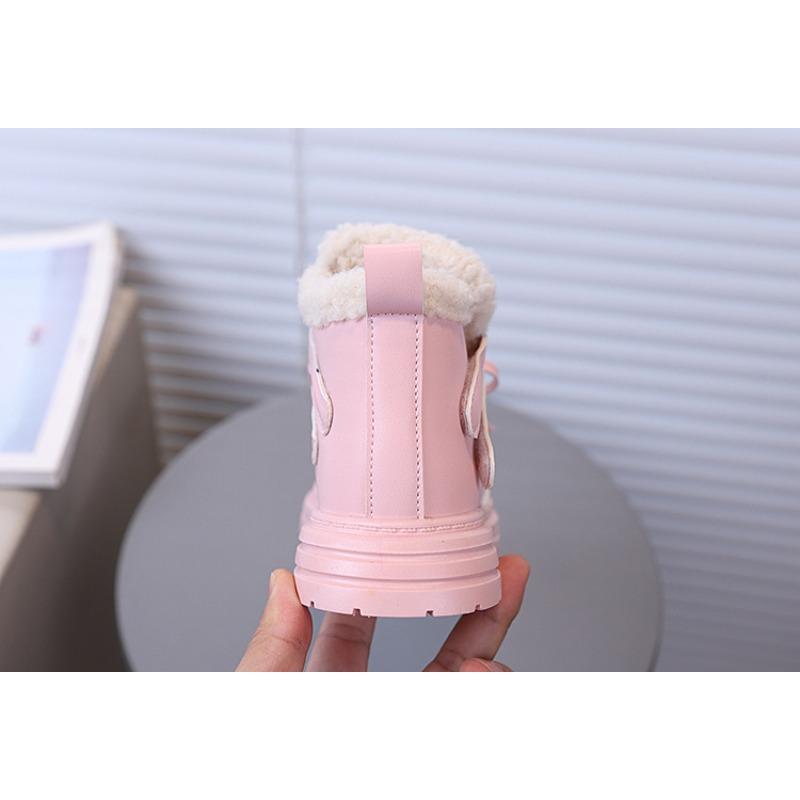 Neue warme Plüsch-gefütterte Stiefel für Mädchen für Herbst/Winter – Schleifen-Dekoration, einfarbig, vielseitiger schlichter Stil, Kurzstiefel