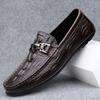 Summer new leather shoes men's high-end crocodile pattern business casual shoes fashion trendy with one-pedal driving shoes