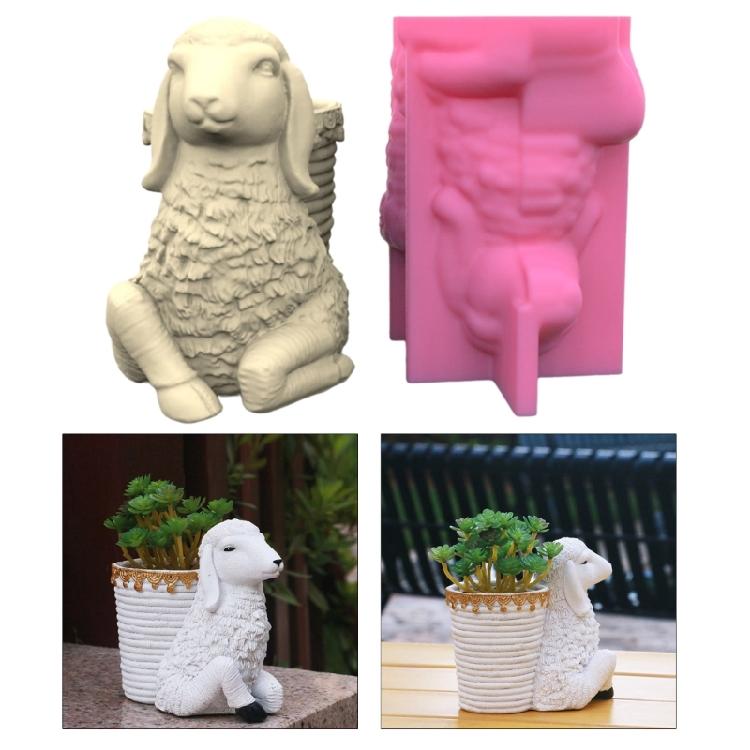 Silicone Casting Mold Sheep Shaped Vase Mold for Designing Vase Candle Holder