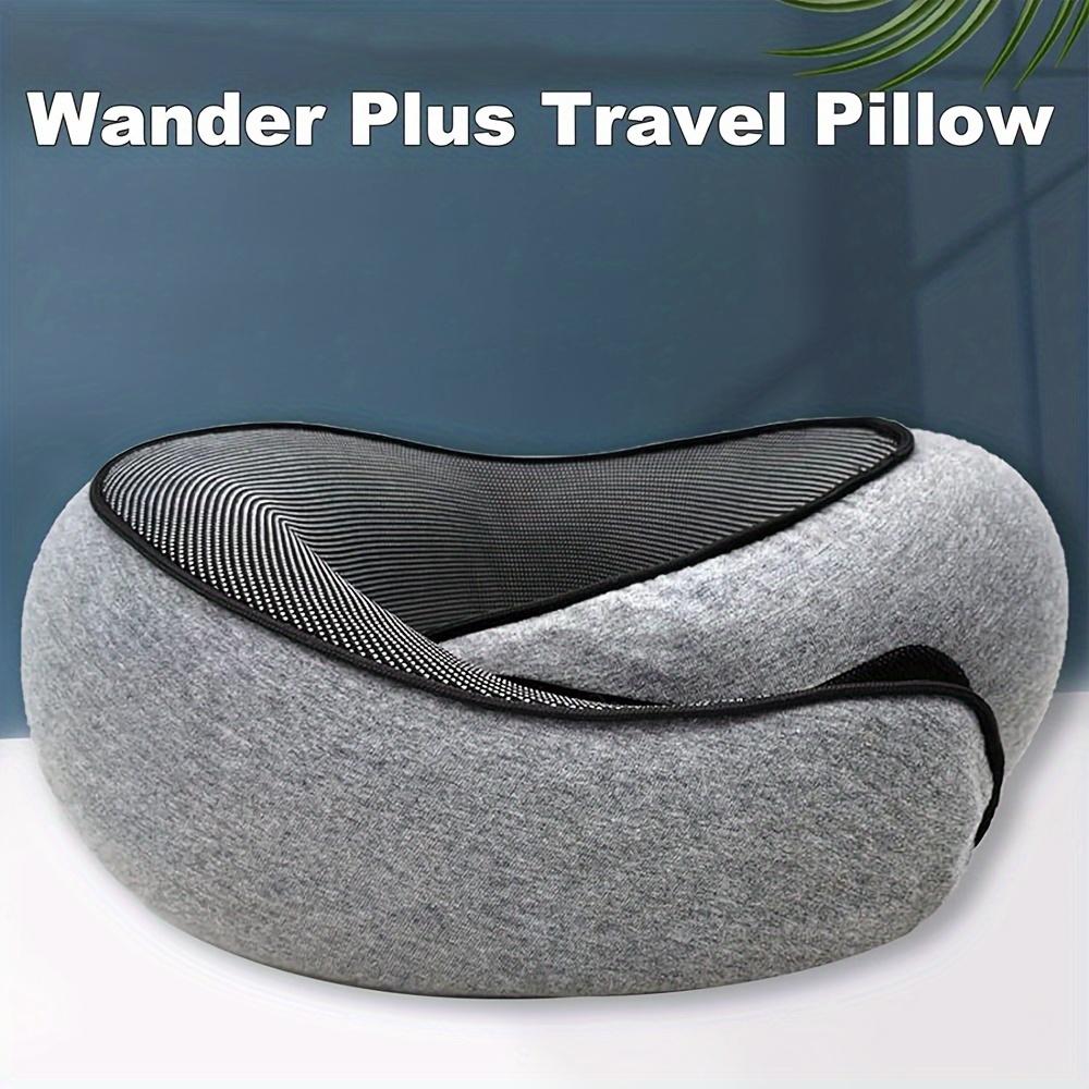 Soft and Durable Neck Support Pillow with Breathable Mesh Cover for Comfortable Airplane and Long Travel - Gray