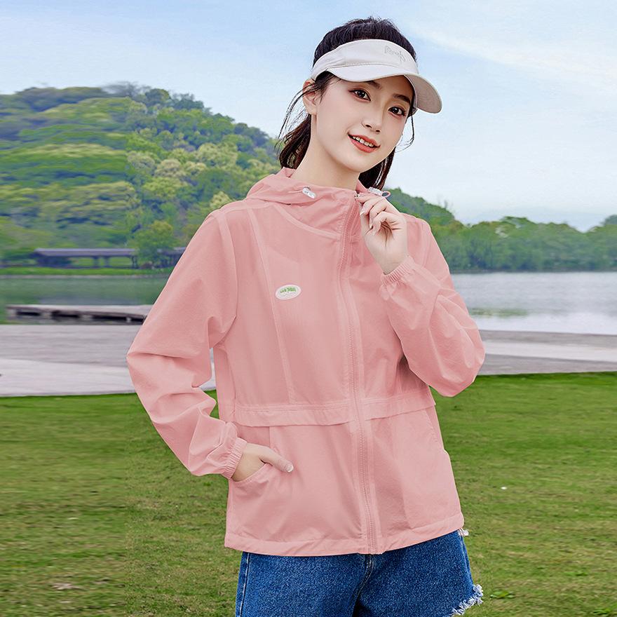

Модная солнцезащитная одежда женская летняя новая популярная четырехсторонняя эластичная солнцезащитная рубашка дышащая солнцезащитная одежда тонкая куртка XXL розовый