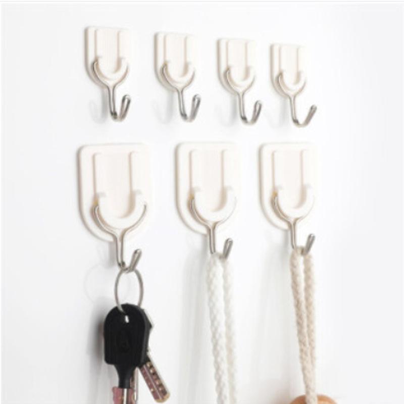 3PCS Self Adhesive Wall Hook Strong Without Drilling Coat Bag Bathroom Door Kitchen Towel Hanger Hooks Home Storage Accessories