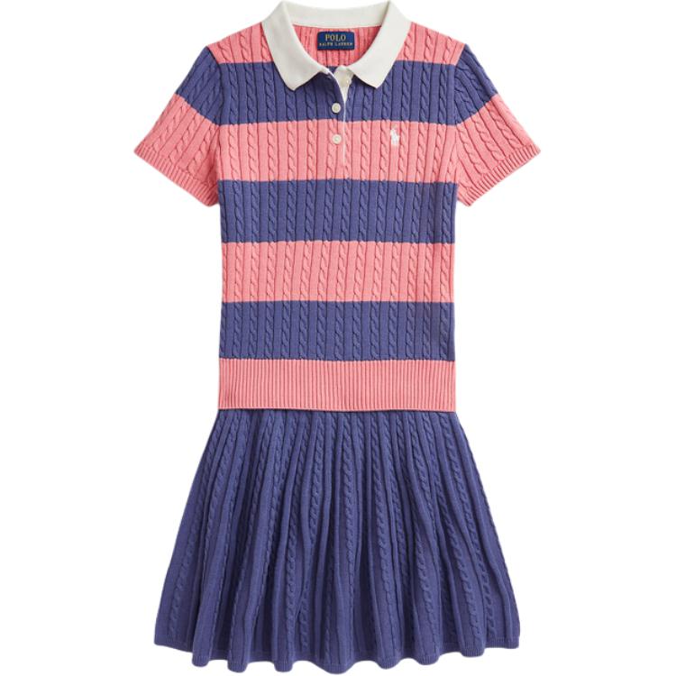 

Polo Ralph Lauren Kids Комплект платья FW25 Хлопковый трикотажный топ поло и юбка Детский комплект платья Многоцветный CWPO2STG2U20023-999 XL