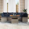 Garden Sofa Set with Cushions 8 pcs Grey and Navy Blue Poly Rattan