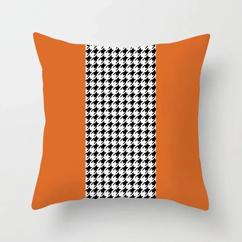Nordic Orange Pattern Sofa and Bedside Pillow Cover Modern Simple Casual Waist Head Pillow Cushion Cover Pillows Decor Home 45cm