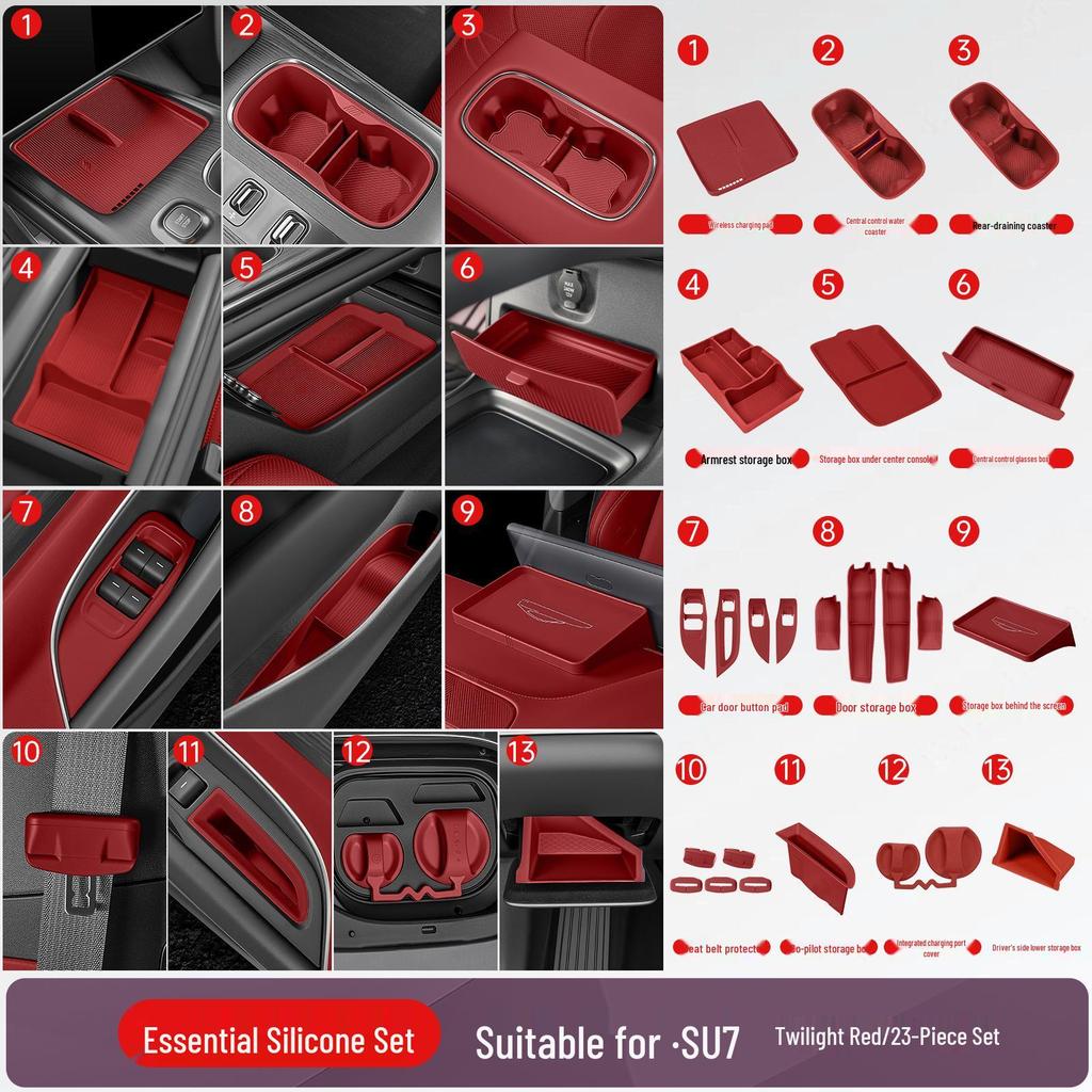 Silicone Mats for Xiaomi SU7/YU7: Center Console, Cup Holders, and Interior Essentials