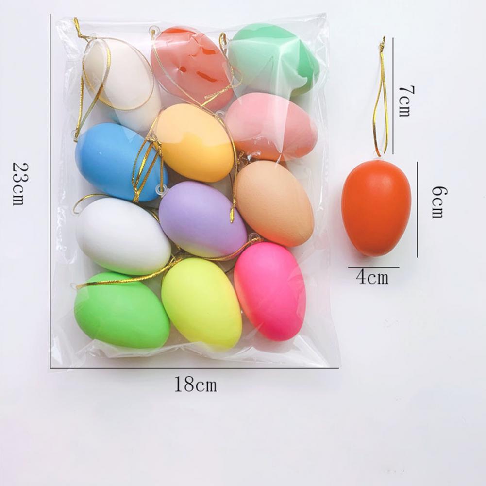 12/24Pcs Simulated Easter Eggs Colorful Durable Plastic Hanging Egg Decorations Kids DIY Egg Craft Kit For Easter Home Decor