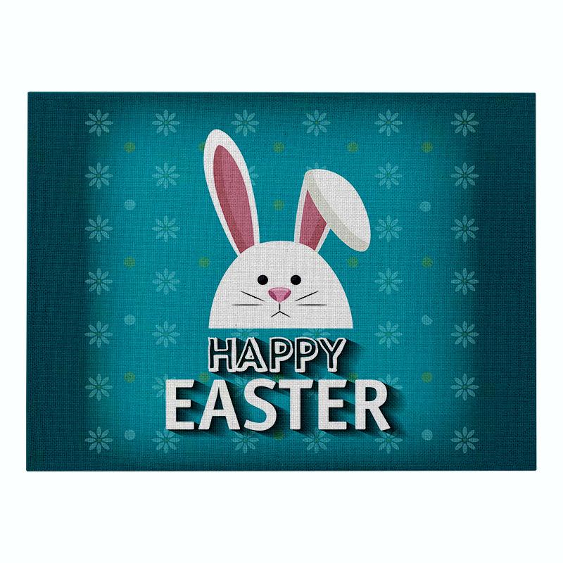 Easter meal mat, cartoon rabbit kitchen insulation coaster, heat-resistant cotton and linen Western style mat home decor