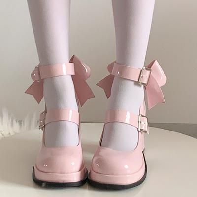 Mode 2024 Neue Y2k Lolita Schuhe Frauen Mary Janes Schuhe Mode Starke Ferse süßen Akademischen stil Bogen Party Pumps Frau Cosplay schuhe