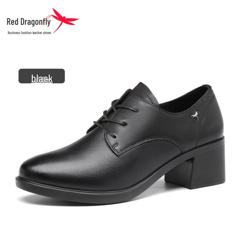 Red Dragonfly Women s Genuine Leather Soft Sole Spring High Heels - Cowhide Commuting Office Shoes 37