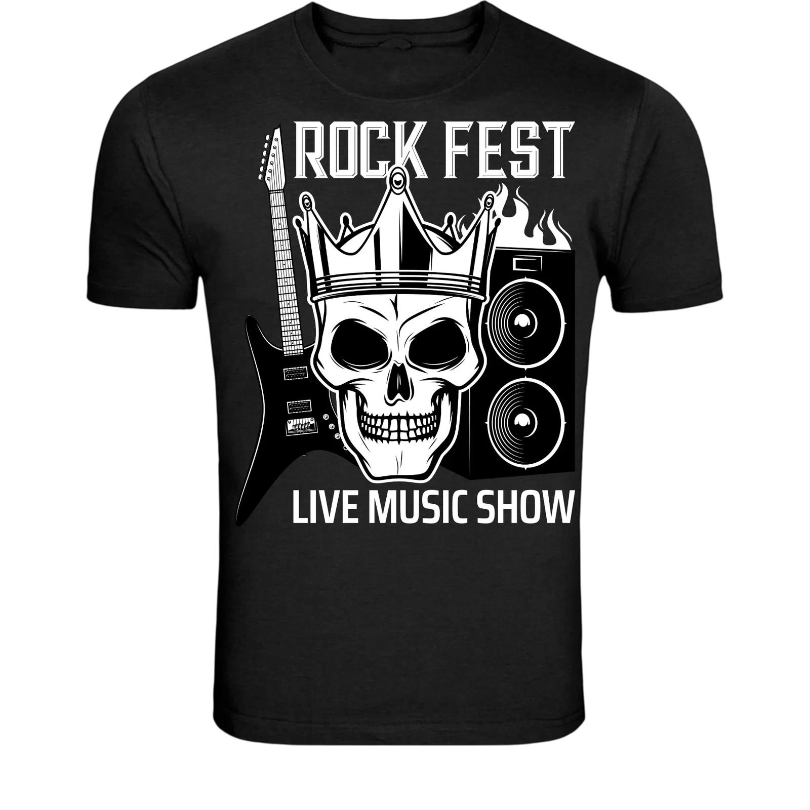 

Футболка Rock Fest Череп Гитара - Графика для Рок-концерта Живой Музыки 4XL
