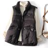Women's Lightweight Stand Collar Down Vest with Rivet Pockets - Short, Warm, White Duck Down for Autumn/Winter 2023