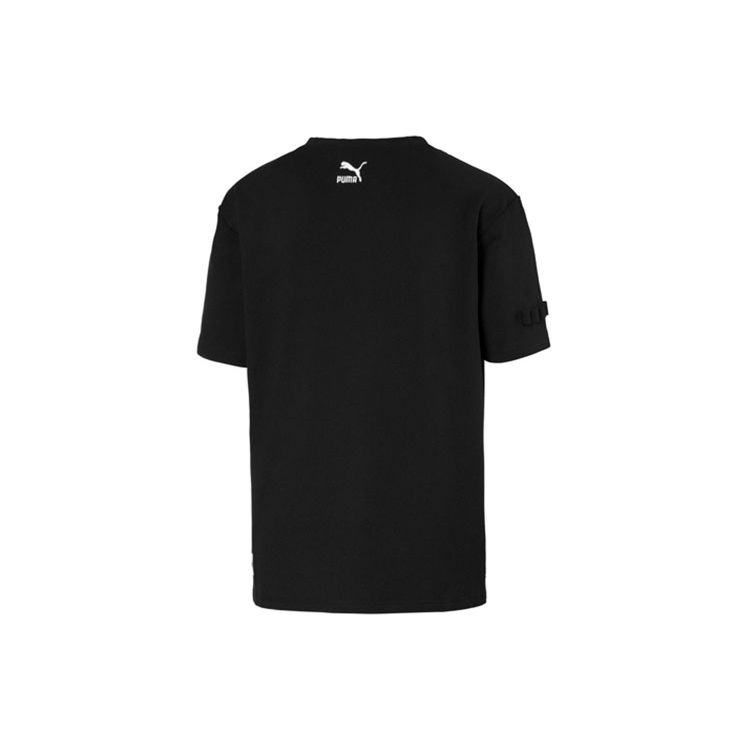 Puma Logo Print Short Sleeve T-Shirt Unisex Tops Black 595559-01