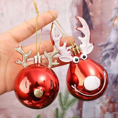 2pcs Elk Christmas Plastic Jewelry Ball Christmas Tree Pendant Home Christmas New Year's Party Festival Decoration Accessories