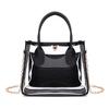 Bag Women 2025 New Transparent PVC with Leather Chain Crossbody Handbag Casual Small Bag