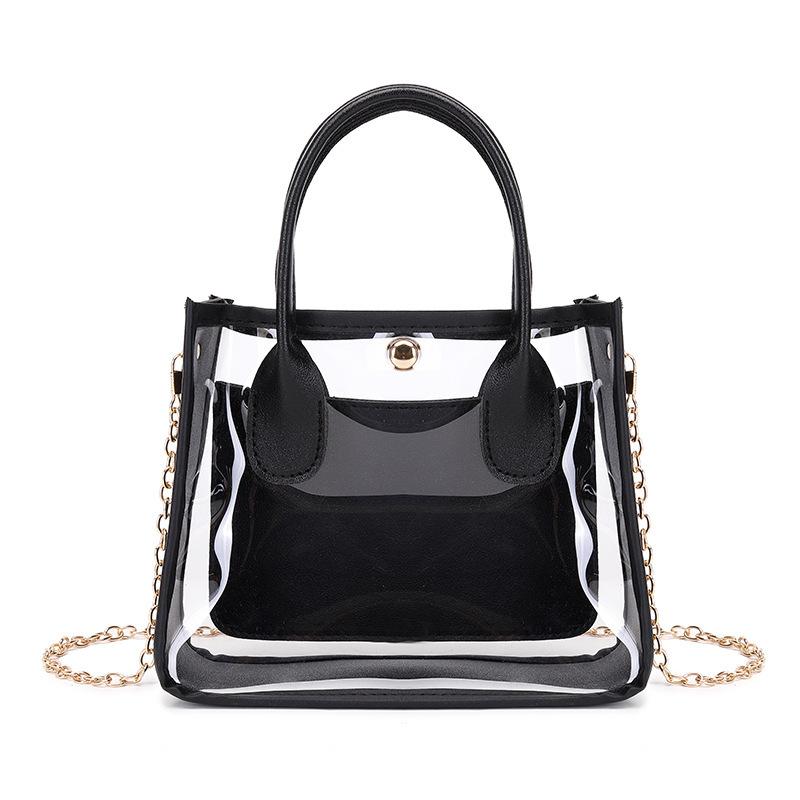 Veske Dame 2025 Ny Gjennomsiktig PVC med Lærkjede Crossbody Håndveske Casual Liten Veske