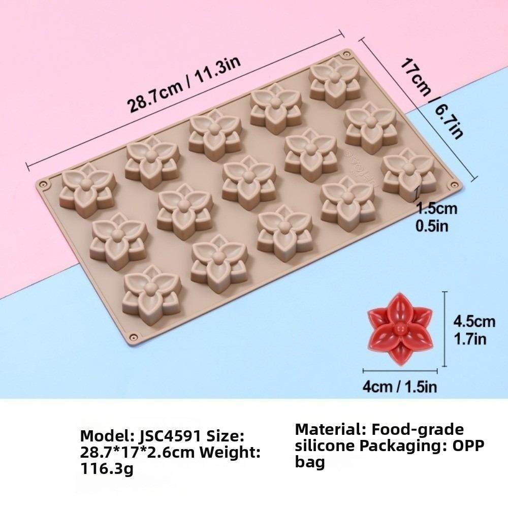 15-Cavity Design Flower Silicone Mold Flower Shaped Cookie Chocolate Mold Baking Mold Home Baking 1