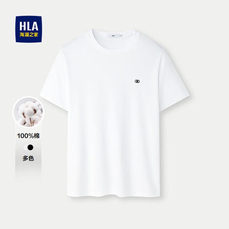 HLA Men s Pure Cotton Smooth Round Neck Short Sleeve T-Shirt 2XL